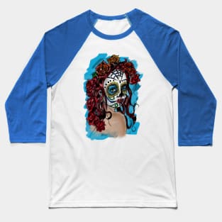 Sugar Skull Girl - Día de Muertos or Día de los Muertos Baseball T-Shirt